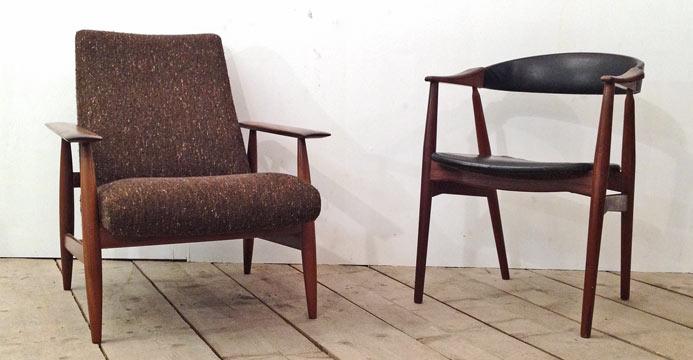 Dänische Sessel mit Stuhl