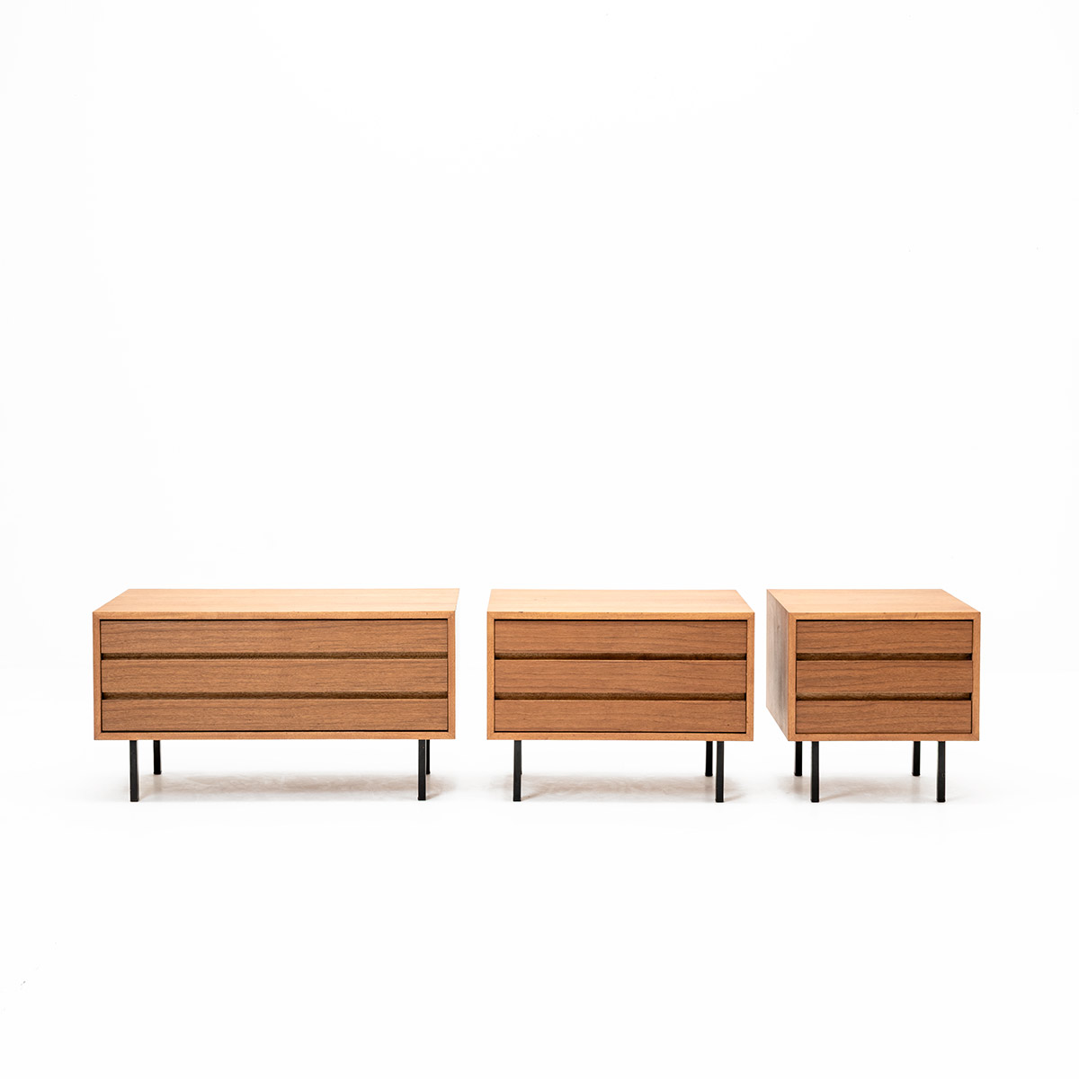 3er Set Kommoden Nussbaum 60er Jahre, Kommode, Sideboard + Kommode