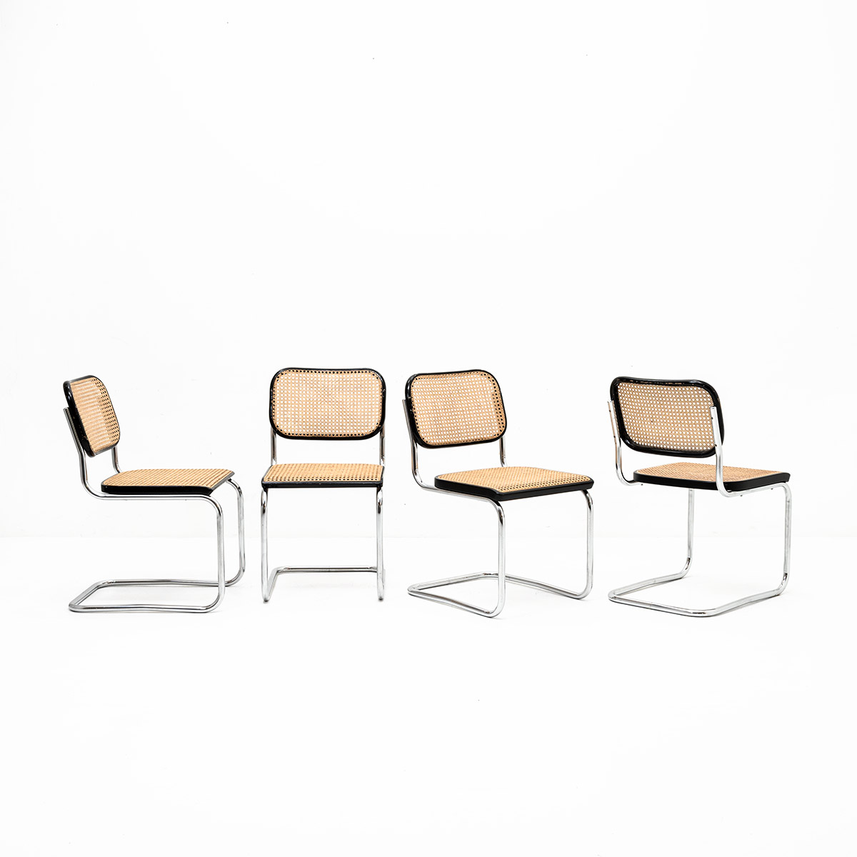 4 Stahlrohrsessel Cesca Freischwinger, Marcel Breuer, Thonet
