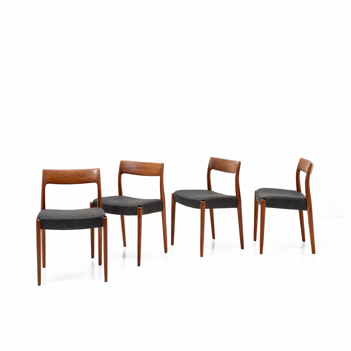 4er Set, Dänisches Stuhlensemble, 1960er, Teak, J.L Möller Furniture, Möller, Niels Otto, Diverse Stühle, Stuhl
