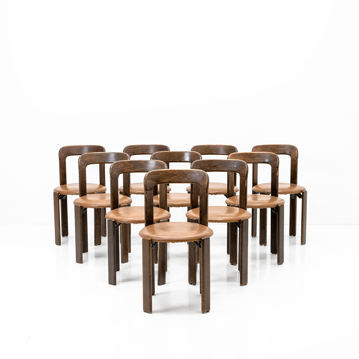 Bruno Rey Stühle mit Sitzpolster 1970er Jahre Vintage, Dietiker, Bruno Rey, Holzstuhl, Stuhl + Hocker, Stuhl, Stuhl + Hocker