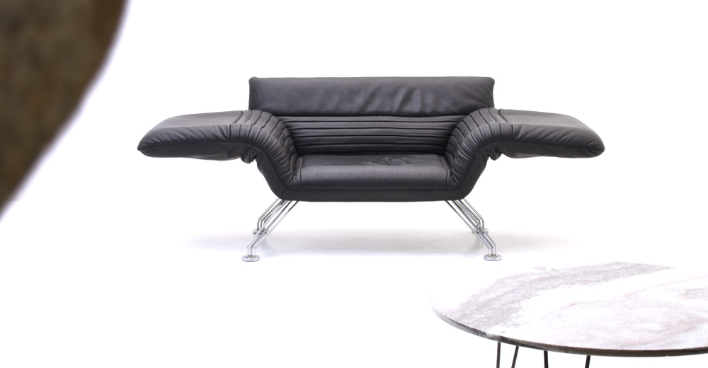 Chaiselongue, de Sede DS 142, schwarzes Leder