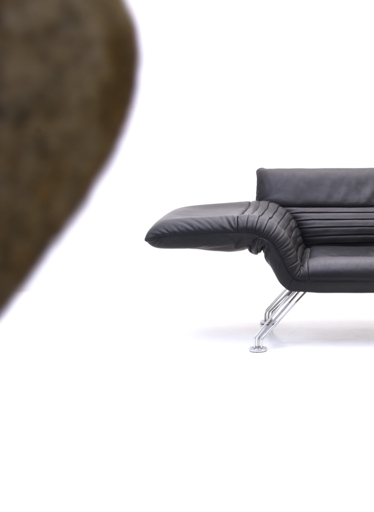 Chaiselongue, de Sede DS 142, schwarzes Leder - 1