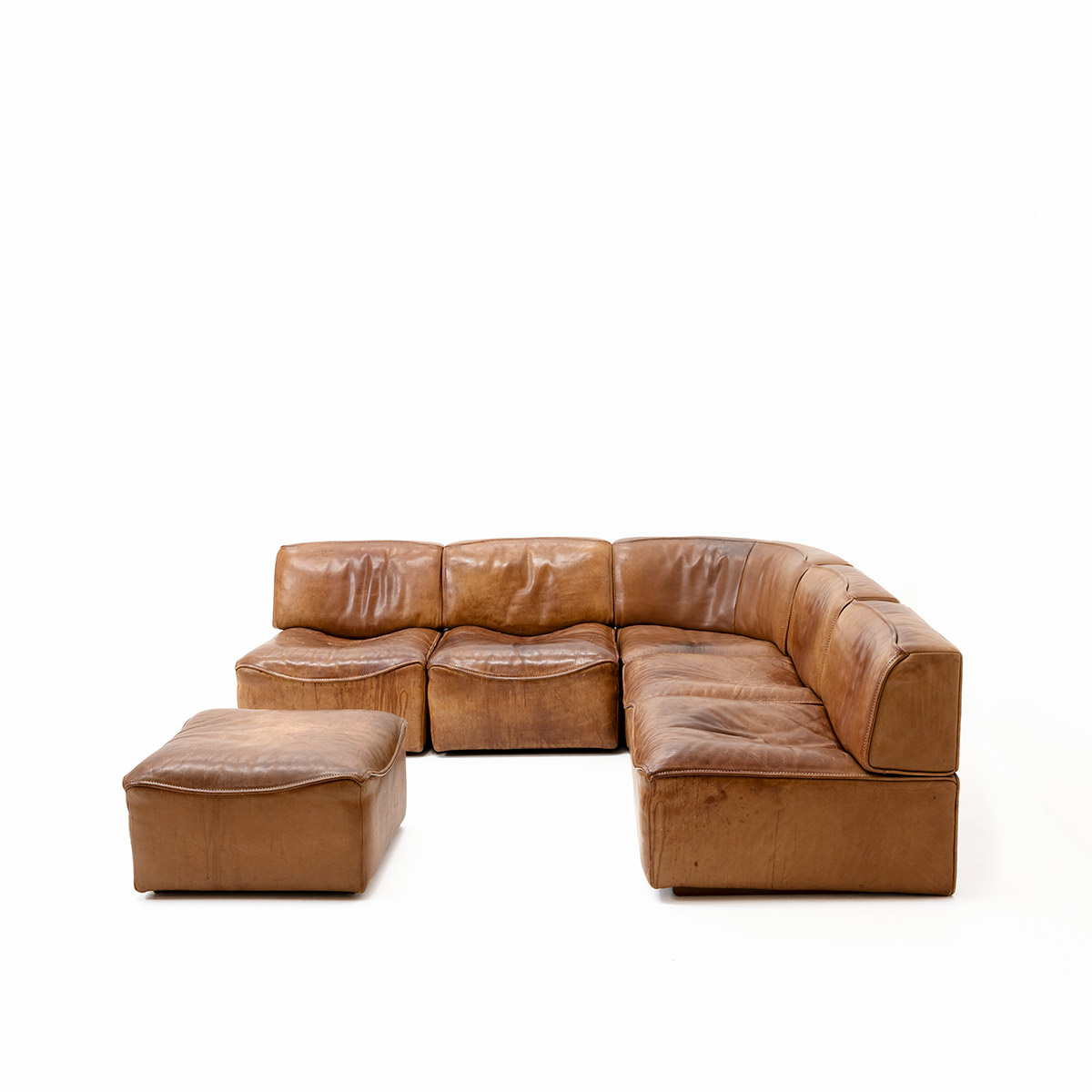 de Sede DS-15 Ledersofa, Modulares Vintage Sofa, 1970er-Jahre, de Sede, Werksentwurf, Ledersofa, Sofa + Liege
