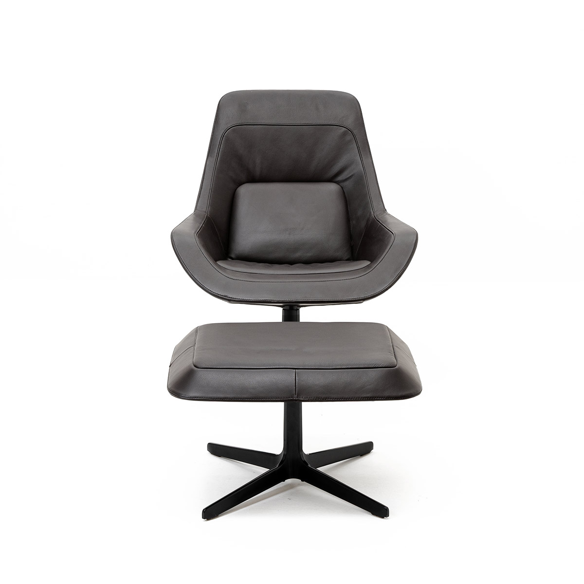 de Sede Sessel mit Hocker, Modell DS-144, de Sede, Werksentwurf, Leder-Sessel, Sessel