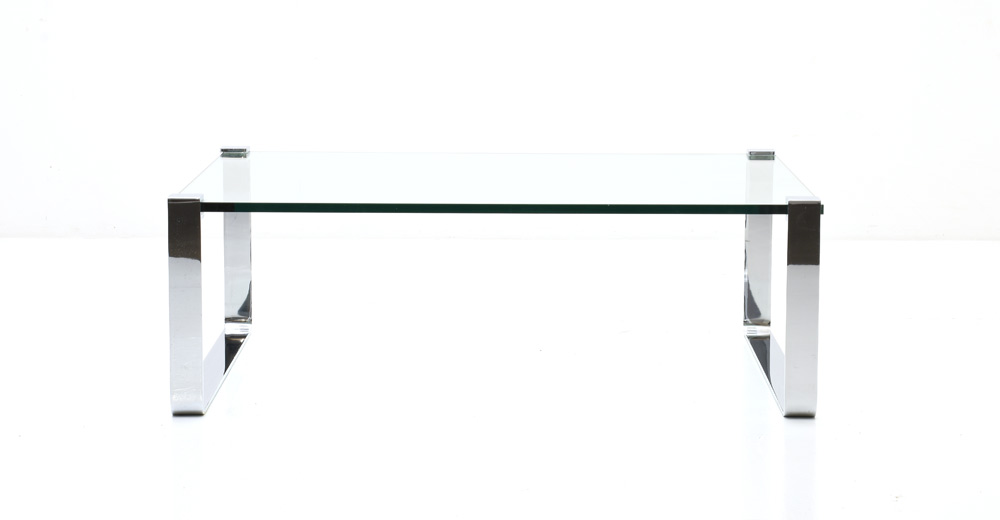 Grosser Loungetisch, Glas, Chrom