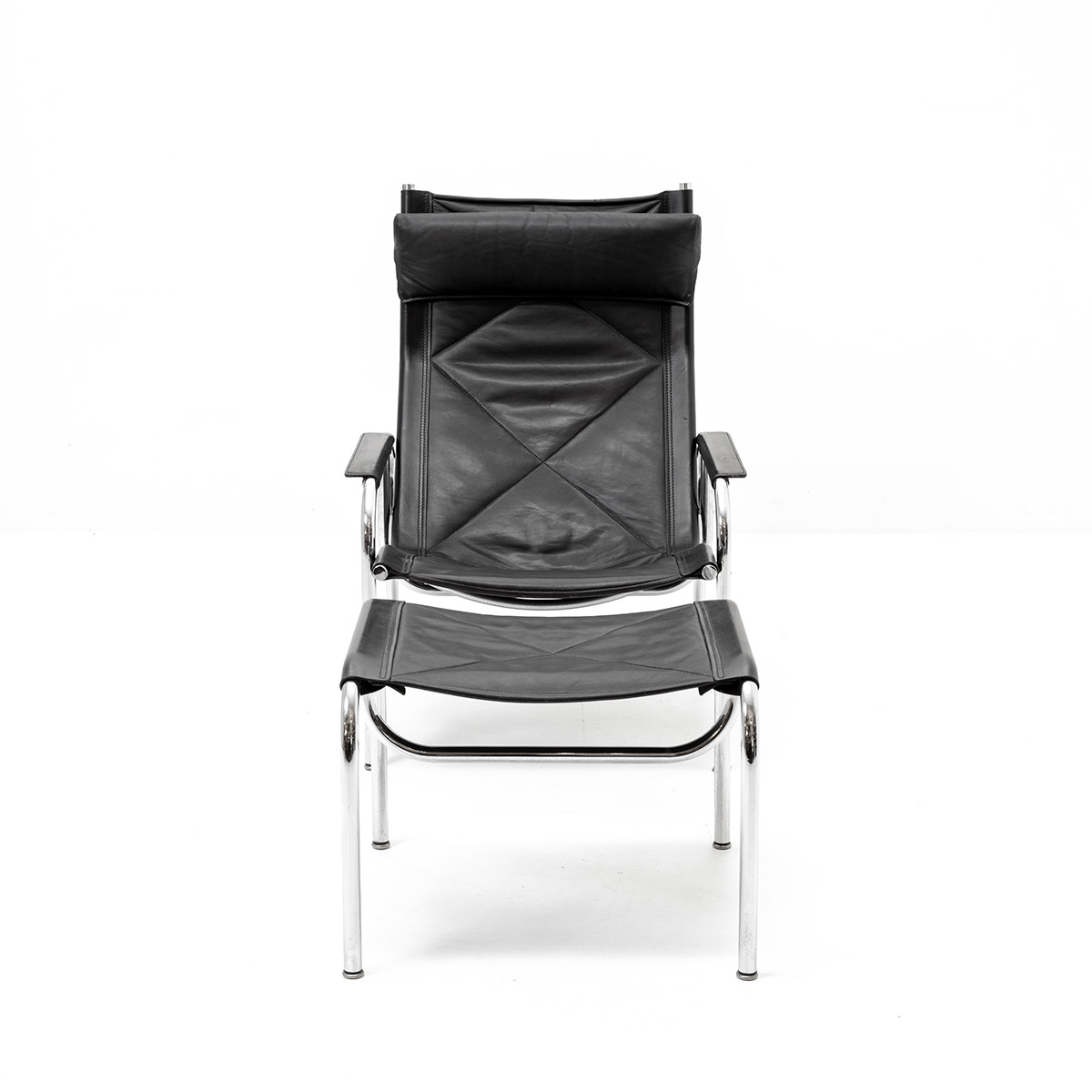 Lounge Chair mit Ottoman, Eichenberger, 1970er Jahre, Strässle, Eichenberger, Hans, Ledersessel, Sessel