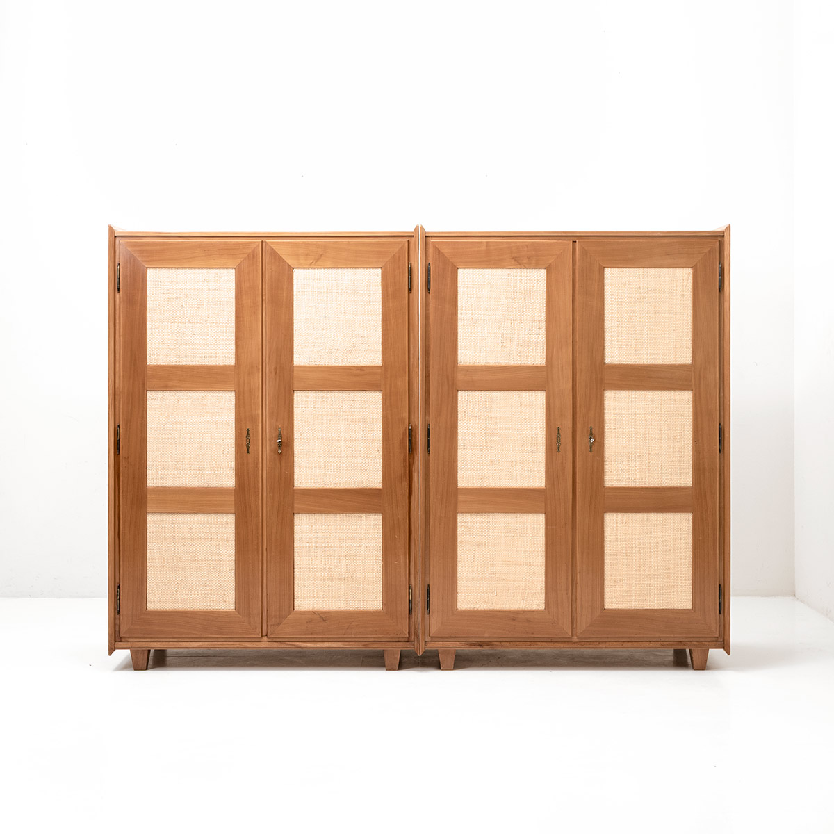 Kleiderschrank-Paar mit Rattan, 1950er