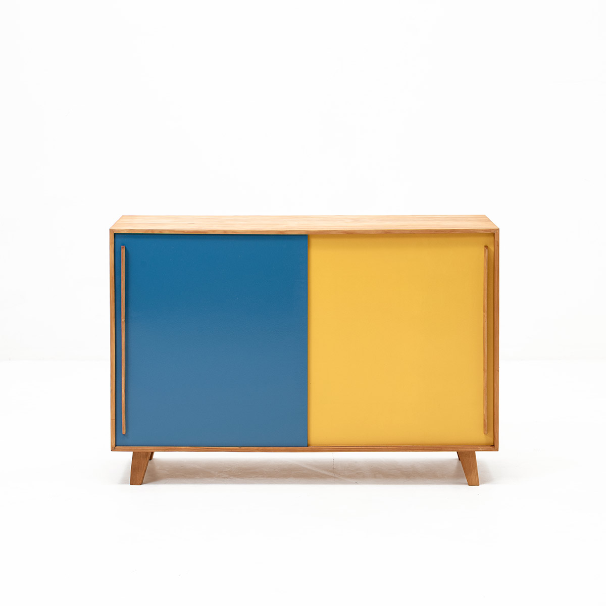 Kommode mit farbigen Schiebetüren, 50er Jahre, Kommoden, Sideboards + Kommoden