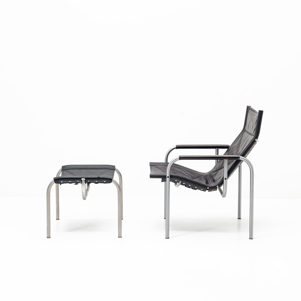 Ledersessel Eichenberger mit Ottoman - 2