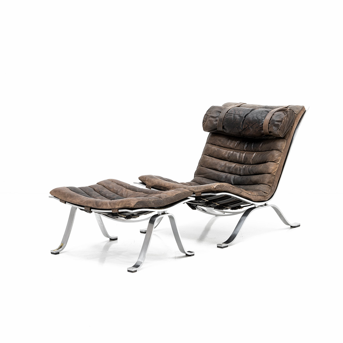 Ledersessel und Ottomane von Arne Norell, Vintage