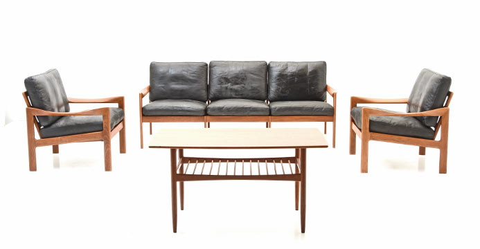 Ledersofa, Illum Wikkelsø, Dänisch Design