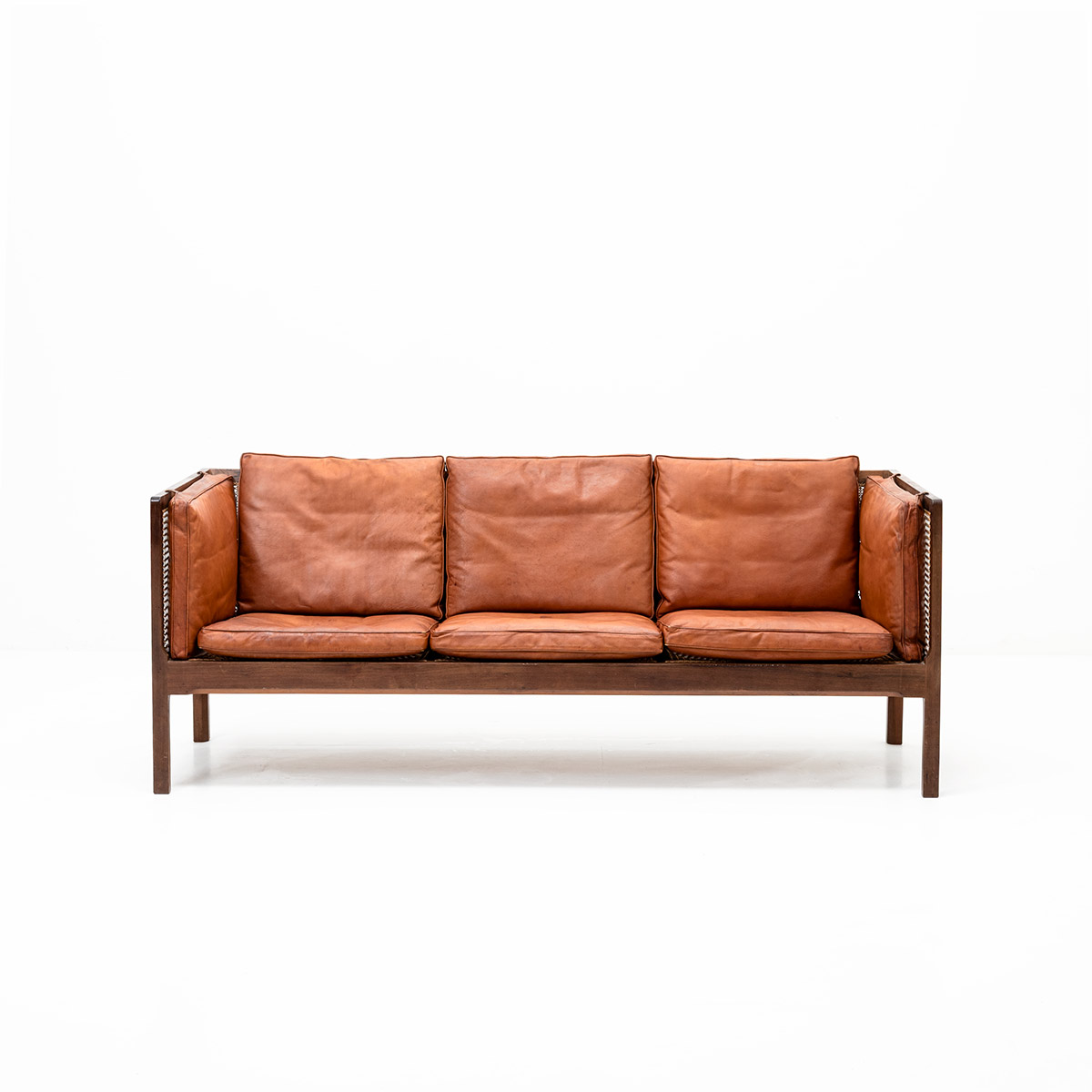 Ledersofa Palisander, mit Lederkissen, Bernt Petersen
