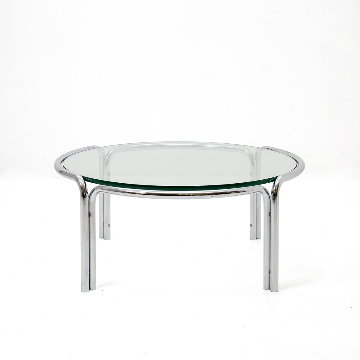 Lounge Tisch, Glas mit Stahlrohr, Vintage, Beistelltisch + Loungetisch, Tisch