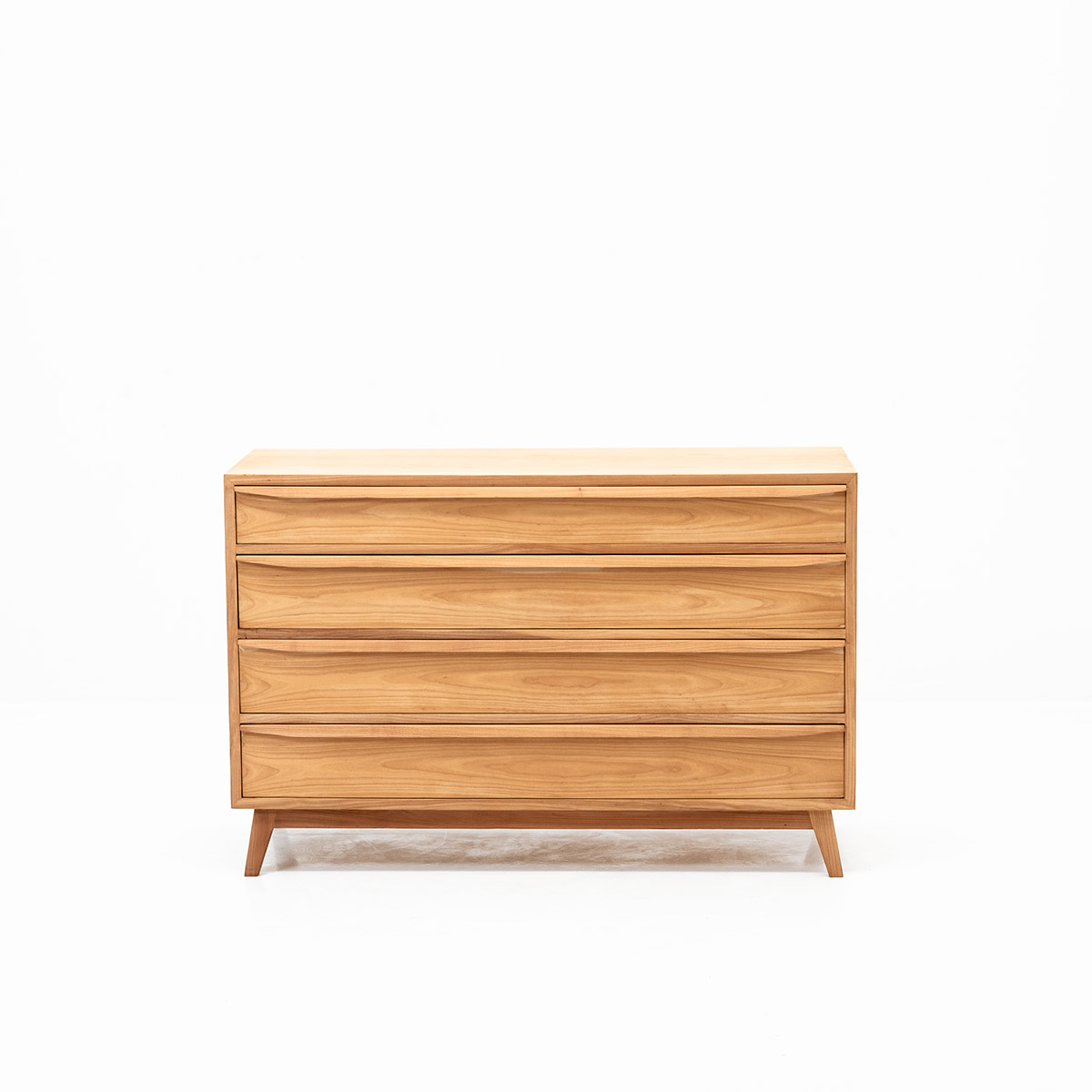 Mid-Century Kommode (4 Schubladen), Naturholz & Griffleisten , Sideboard, Schrank/Sideboard