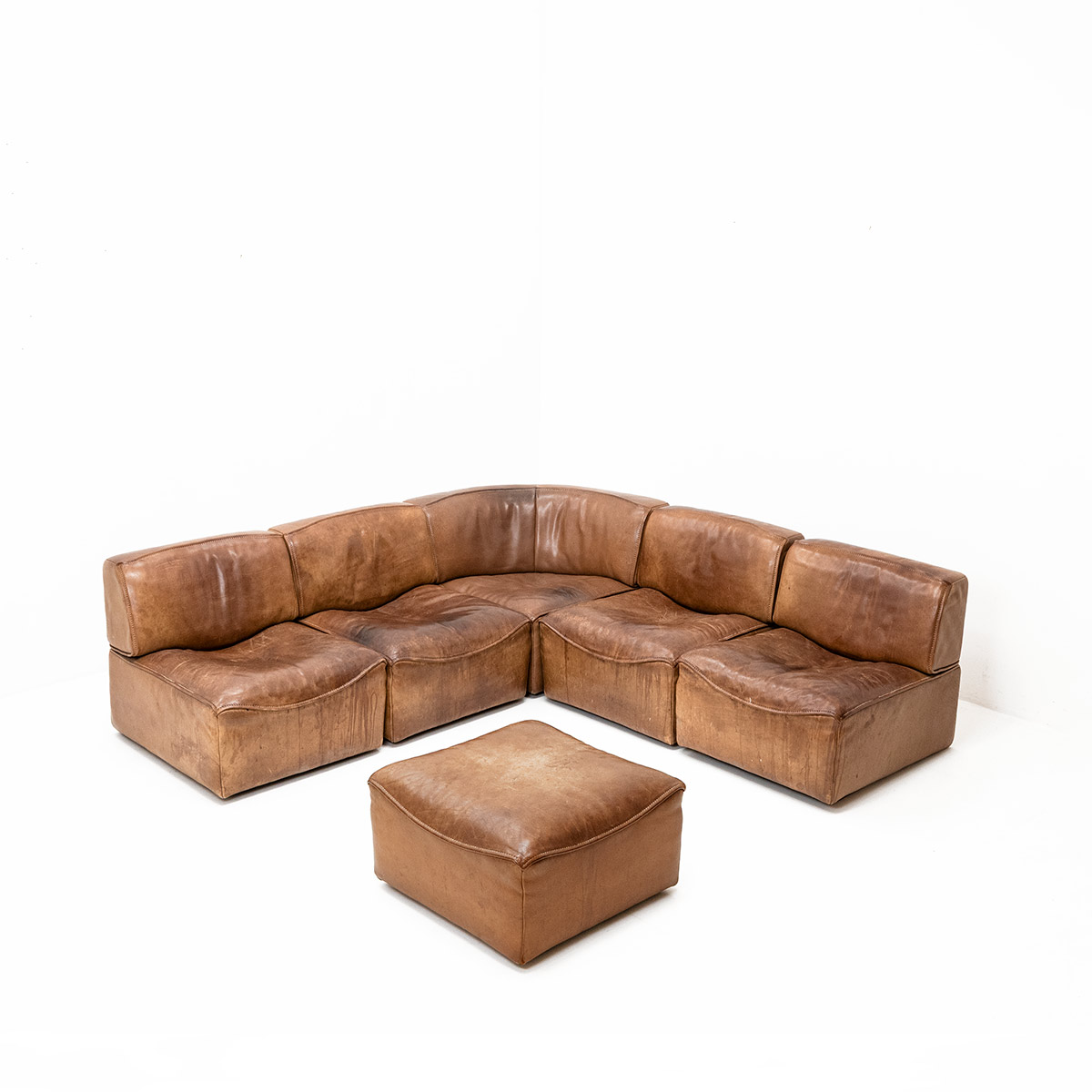 de Sede Sofa DS-15, modulares Ledersofa, 1970er-Jahre, Leder-Sofas, Sofa