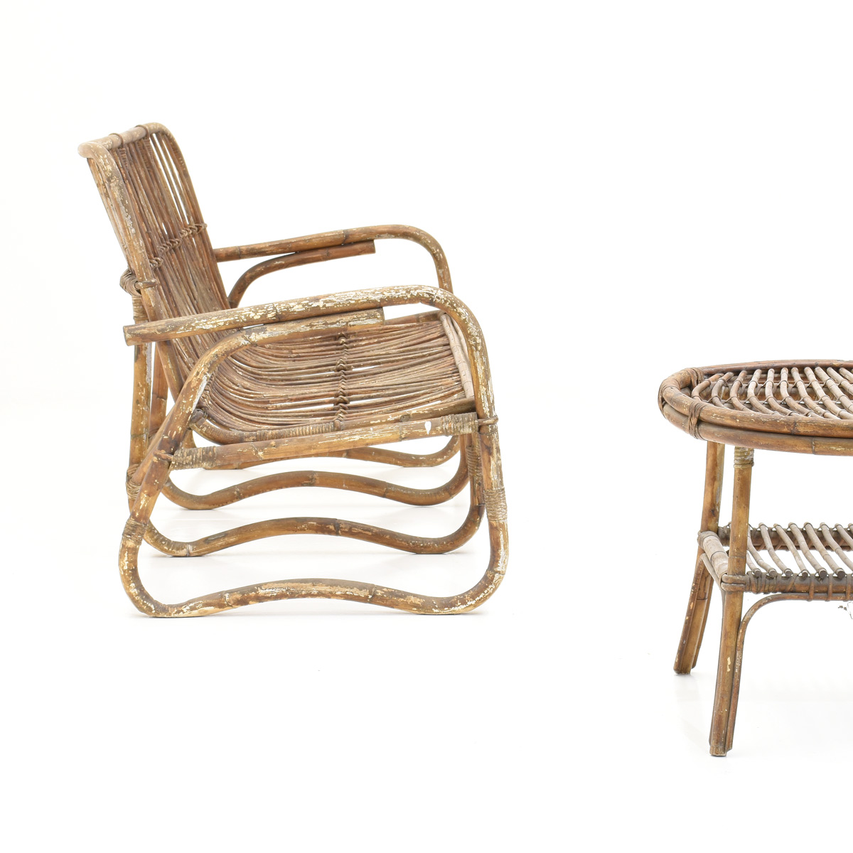 Rattan Sofa und Sessel, 40er Jahre - 1