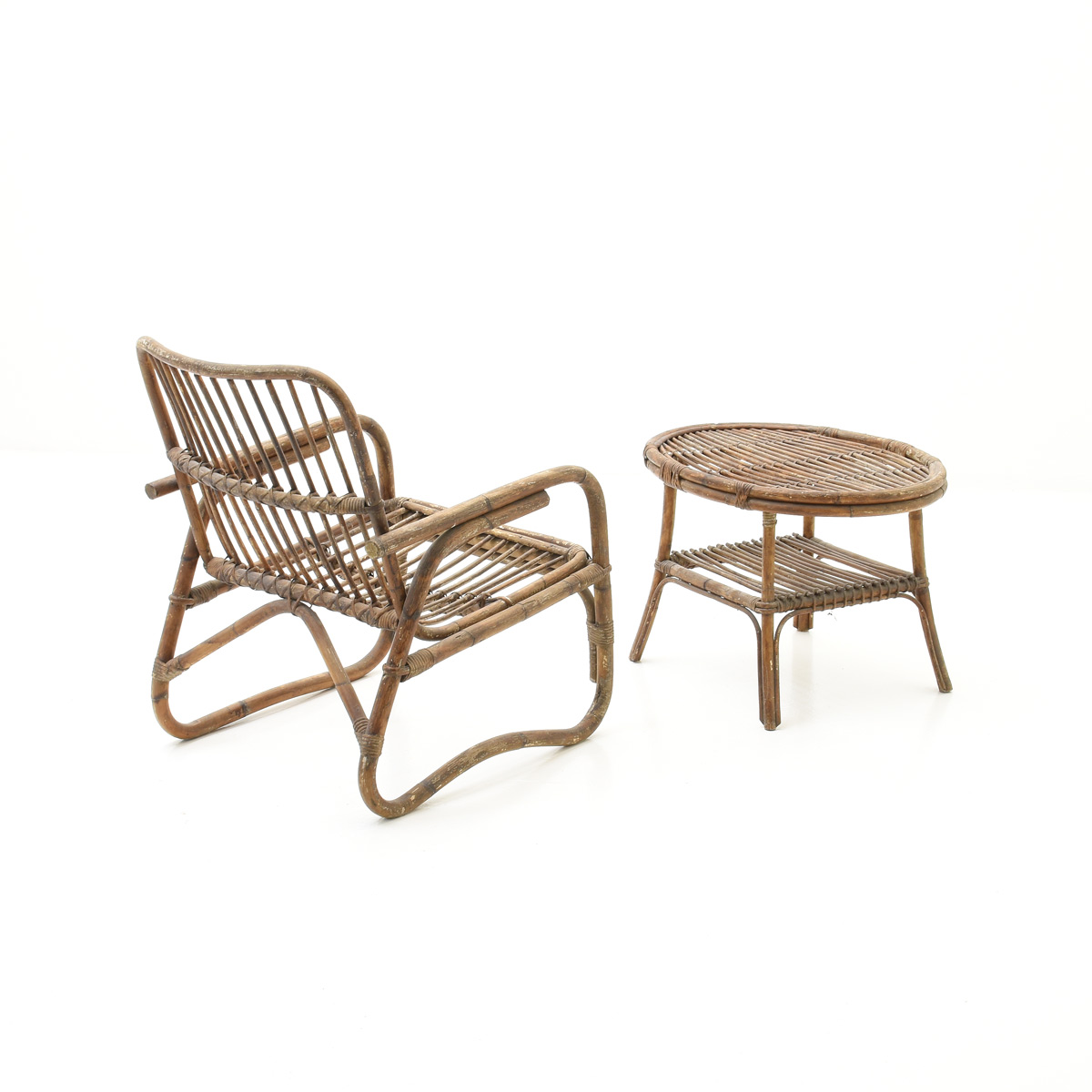 Rattan Sofa und Sessel, 40er Jahre - 3