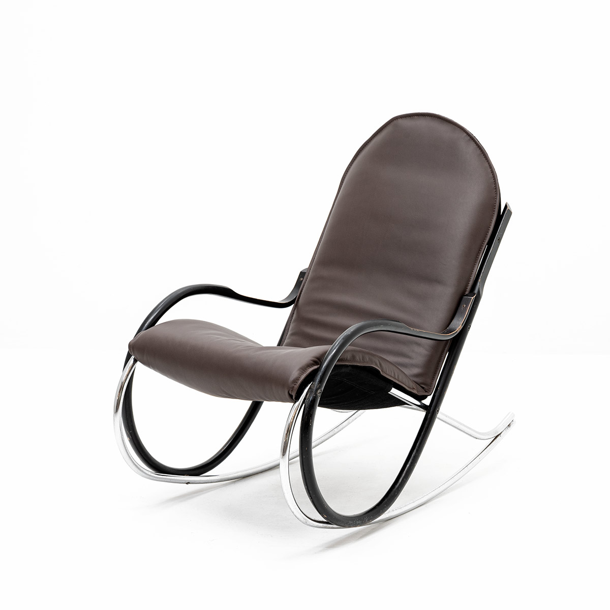 Schaukelstuhl von Paul Tuttle, Hersteller Strässle, Strässle, Tuttle, Paul, Leder-Sessel, Sessel