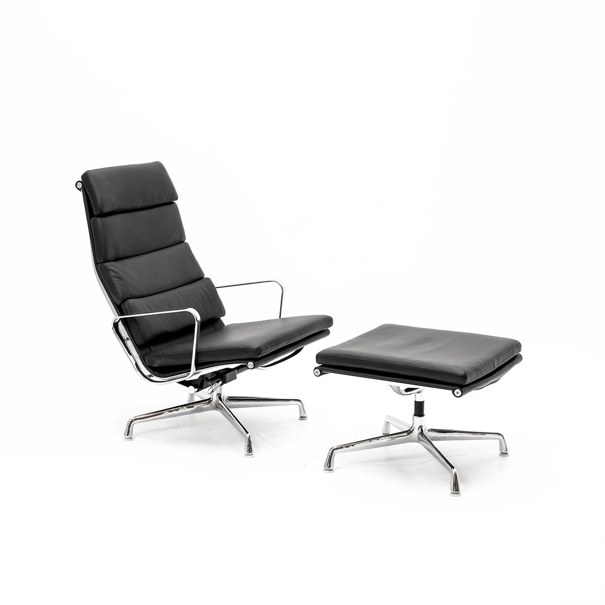 Sessel & Ottoman EA 222, Leder, Vitra, Ray & Charles Eames, Ledersessel, Sessel