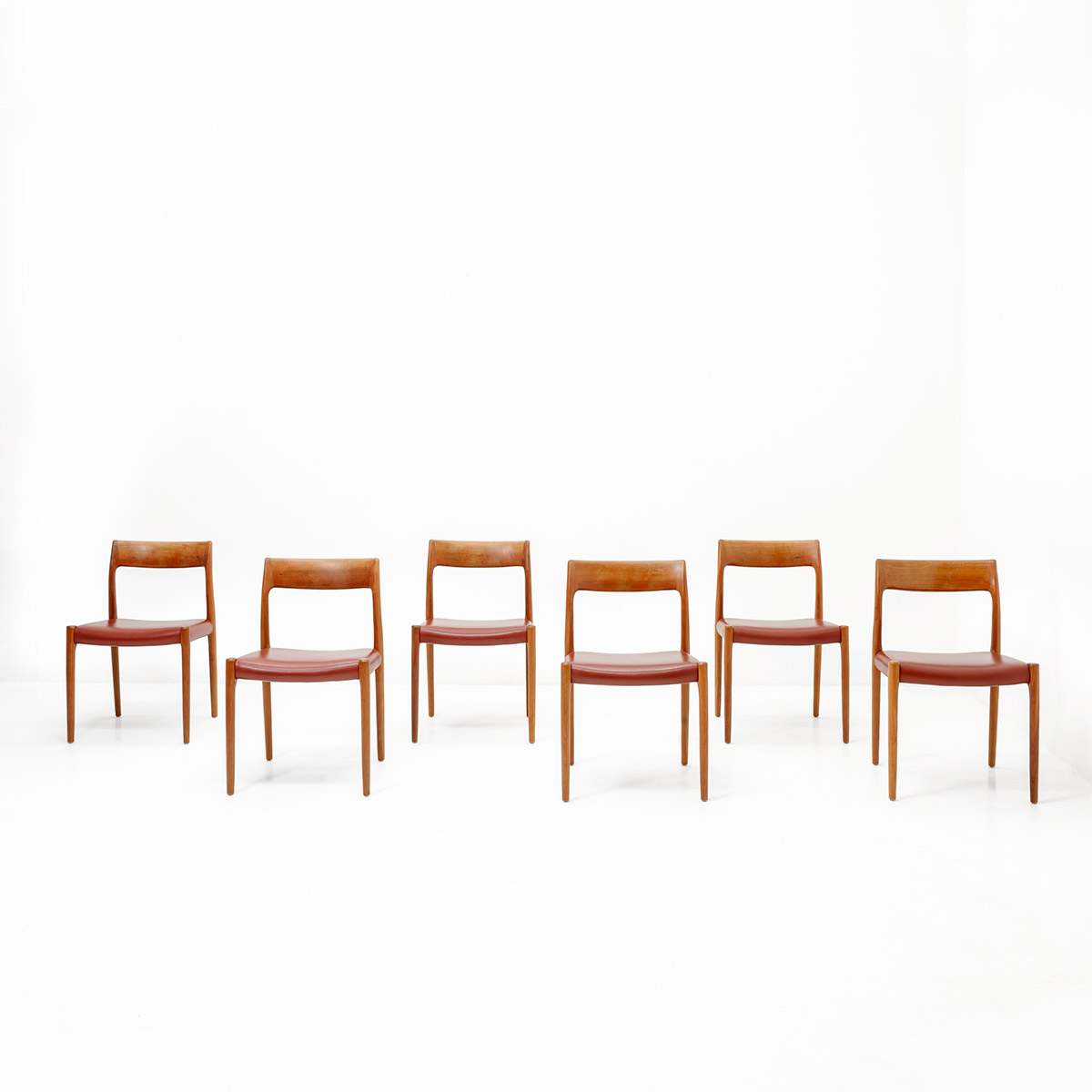 Teakstühle Niels Otto Møller, Mid-Century, 6er Set, J.L Möller Furniture, Möller, Niels Otto, Holzstuhl, Stuhl