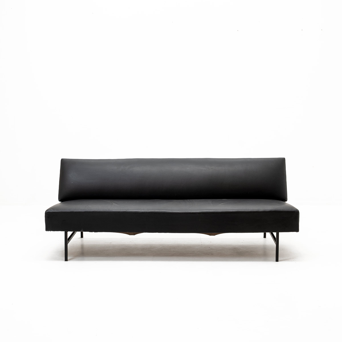 Daybed/Sofa, schwarzes Leder, Daybed, Sofa + Liege