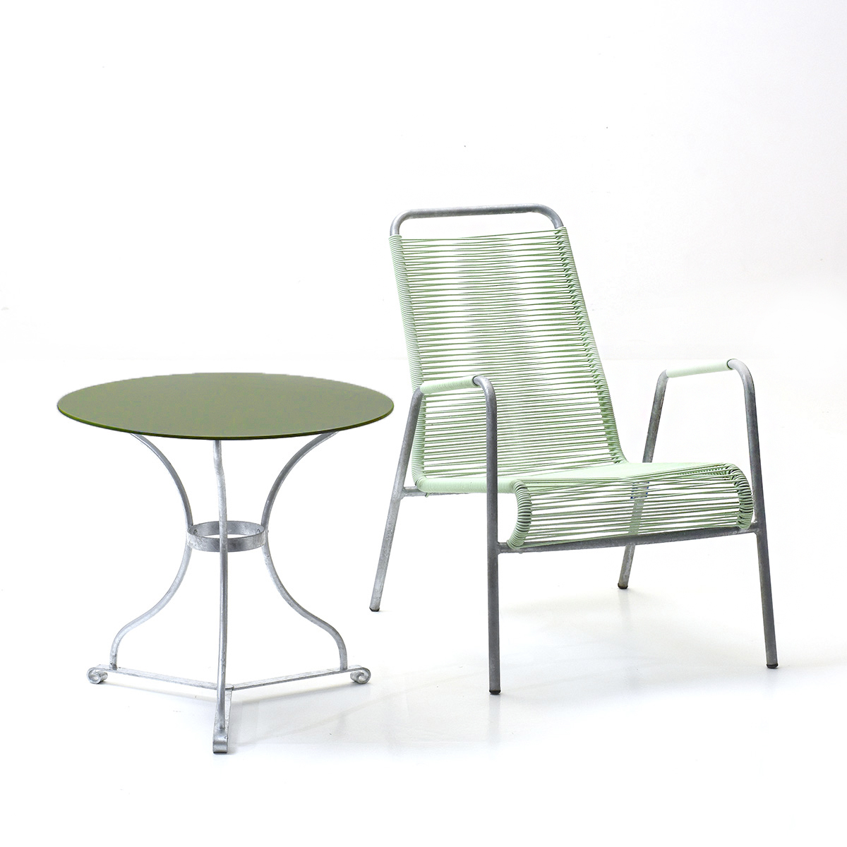 Zürcher Bistrotisch, Schmiedeeisen farbig - 1