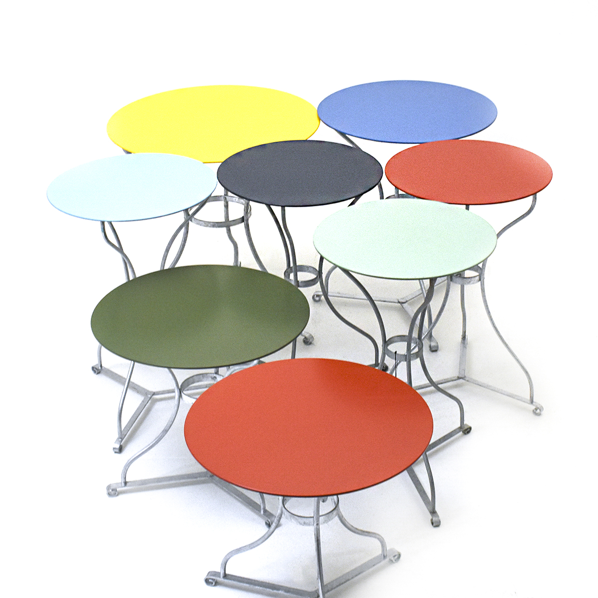 Zürcher Bistrotisch, Schmiedeeisen farbig